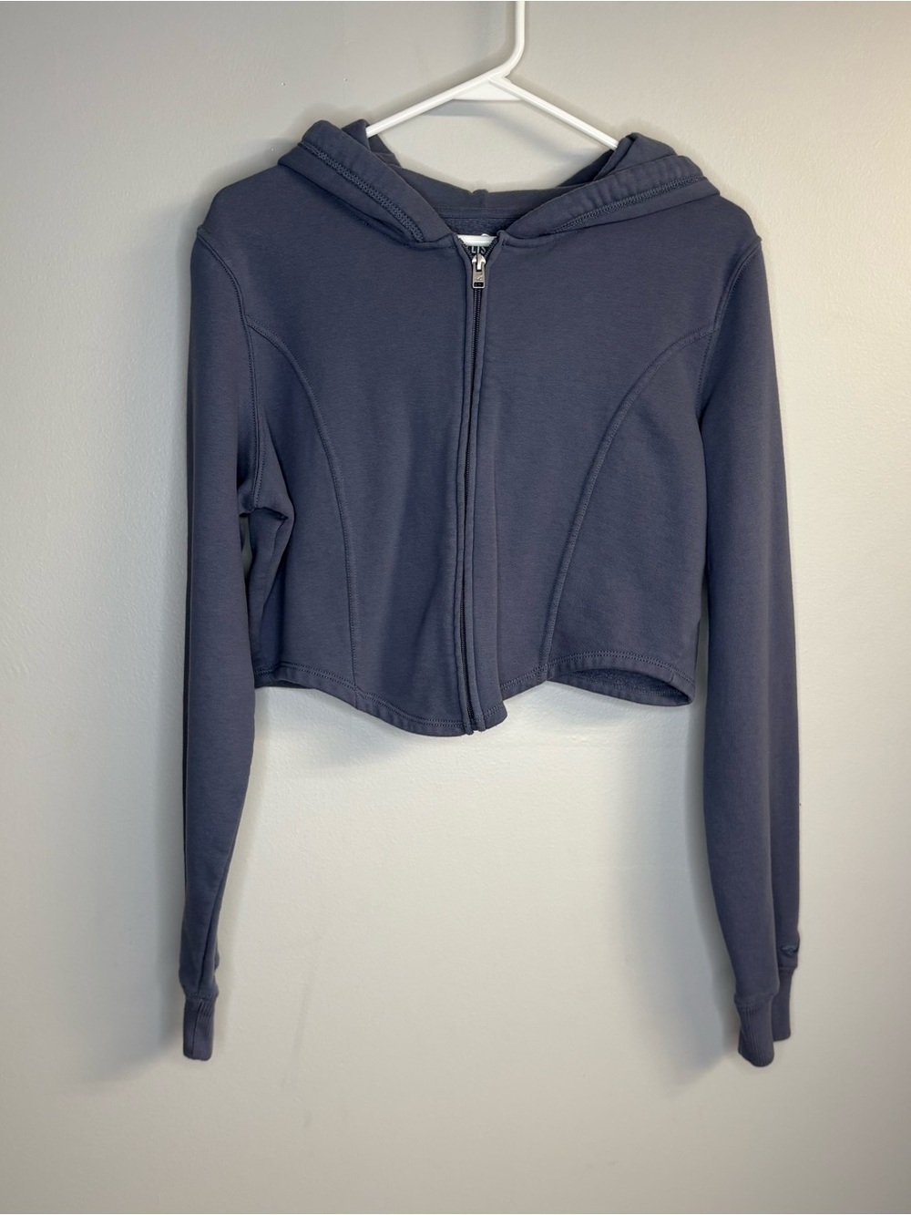 Hollister Cropped Hooded Zip Jacket - Navy Blue